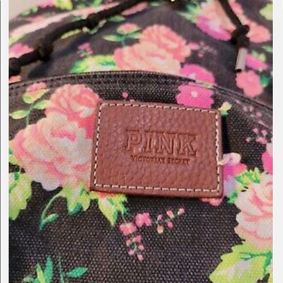 Victoria’s Secret vs pink neon floral campus slouch backpack everyday vintage - Picture 4 of 6
